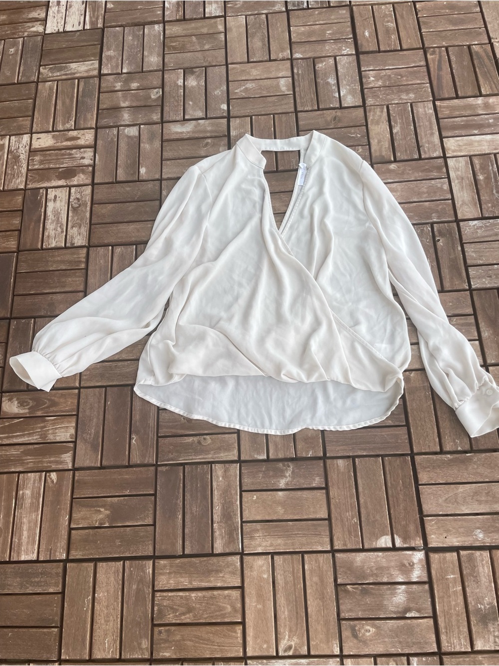 Lush Ivory Surplice Long-Sleeve Blouse